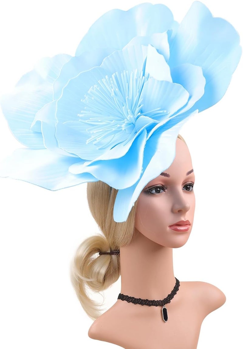 LDFWAY Large Flower Fascinators for Girls Women Tea Party Cocktail Headwear Derby Hats with Headband and Clip for Wedding - Image 2